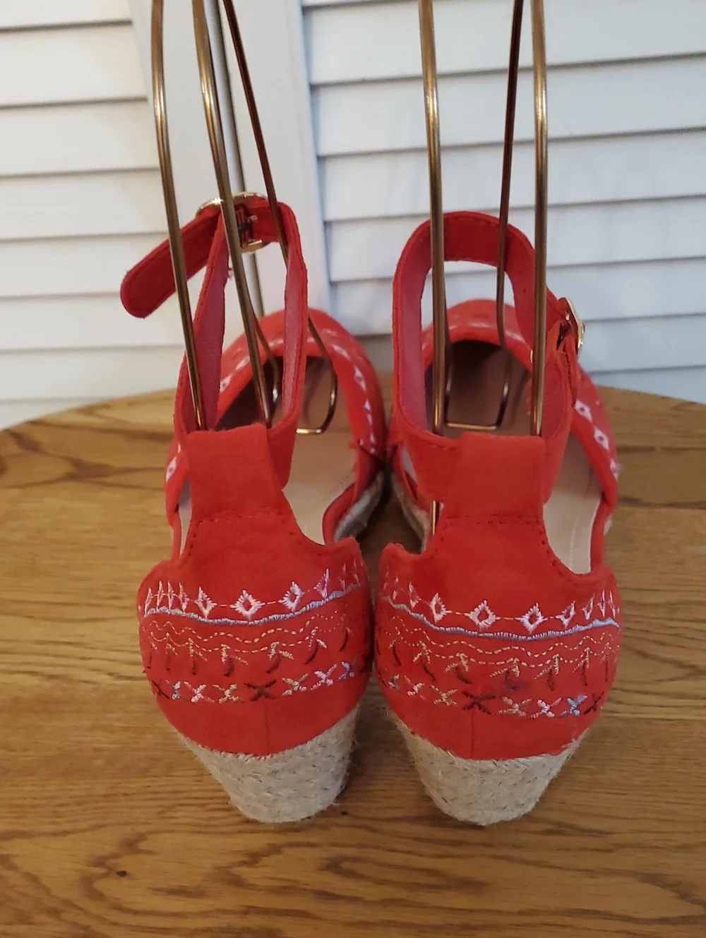 DREAM PAIRS Espadrilles Closed-Toe Ankle Strap Wedge Sandals Red - Sz 9